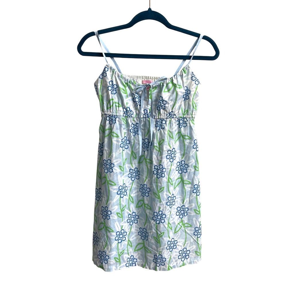 Lilly Pulitzer Sundress Womens S Blue Floral Preppy Coastal Empire Waist Mini‎